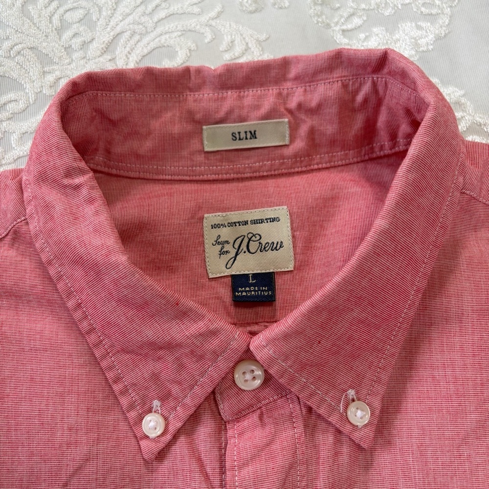 J.Crew Slim Fit Casual Cotton Oxford Button Down In Light Heather Red Large - Picture 4 of 7